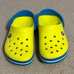 CROCS Kids Two-Tone Yellow and Blue Slip-On Sandals
